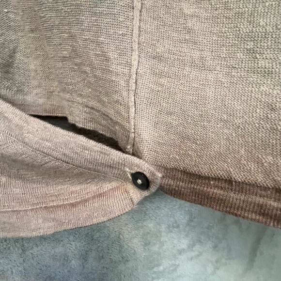 Garnet Hill 100% Linen Tan Wrap Cardigan Size Small Draped - Picture 12 of 16